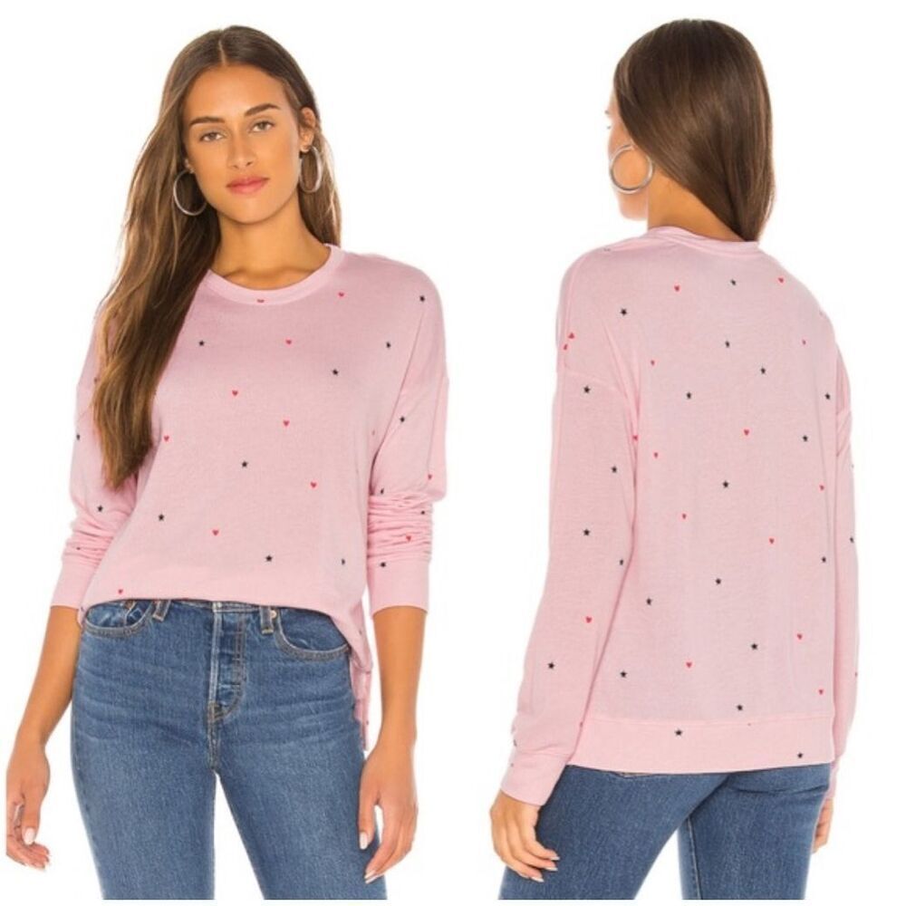 Sundry Anthropologie Stars and Hearts Sweater in Pink